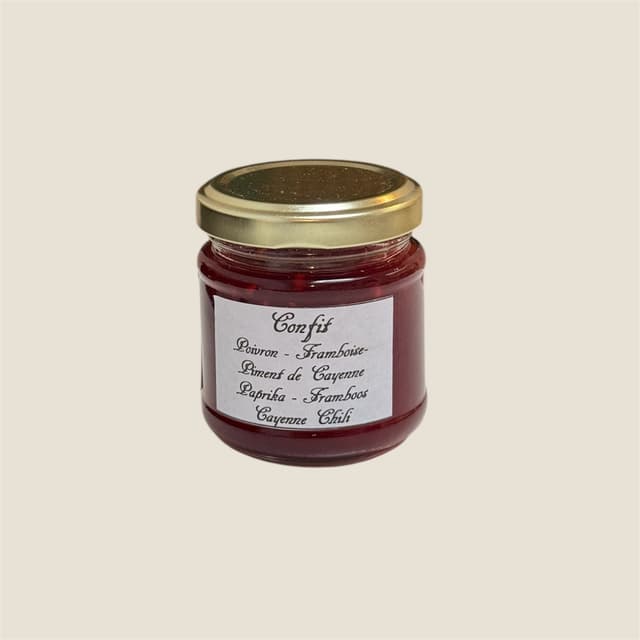 Confit poivron, framboise et piment de cayenne